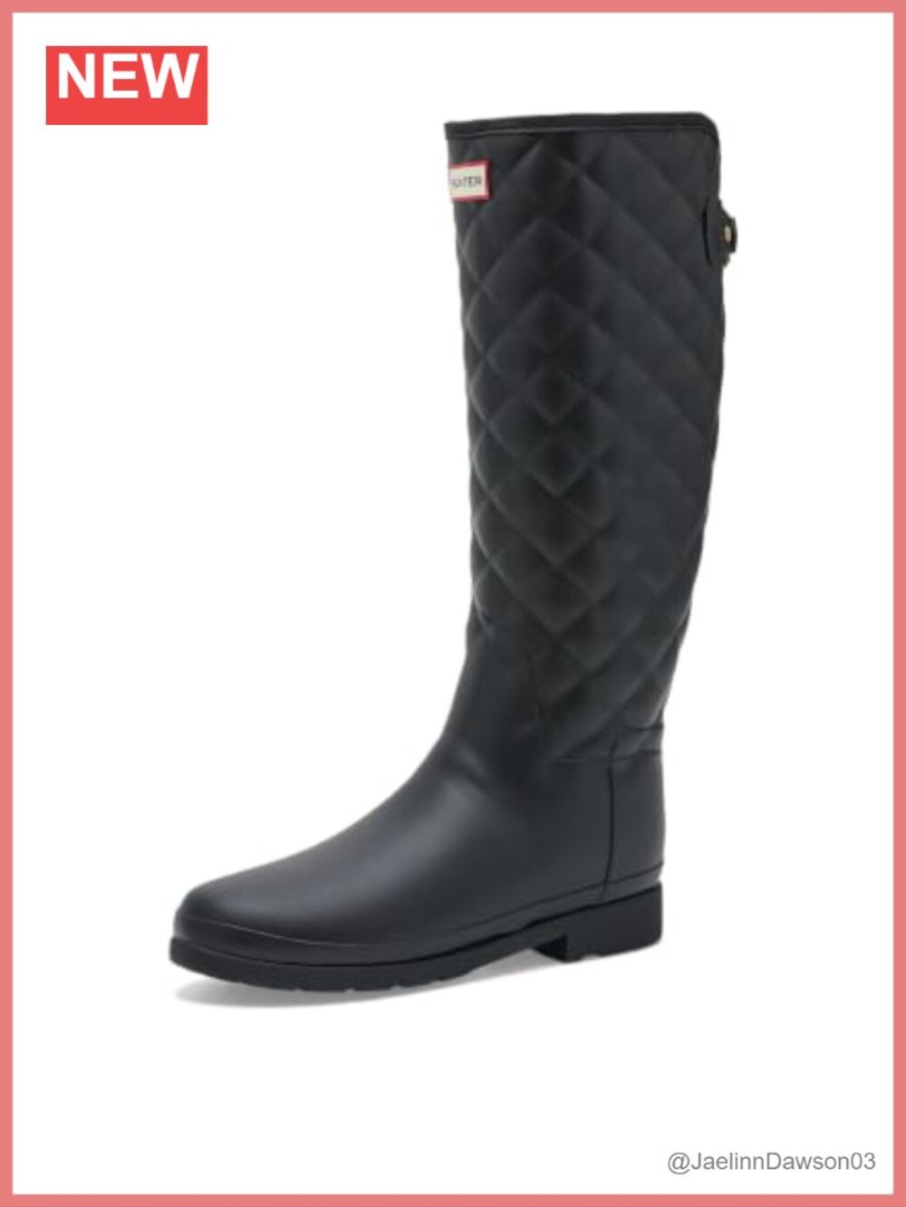 Women's Knee-High Quilted Waterproof Rain Boots Round Toe Buckle
